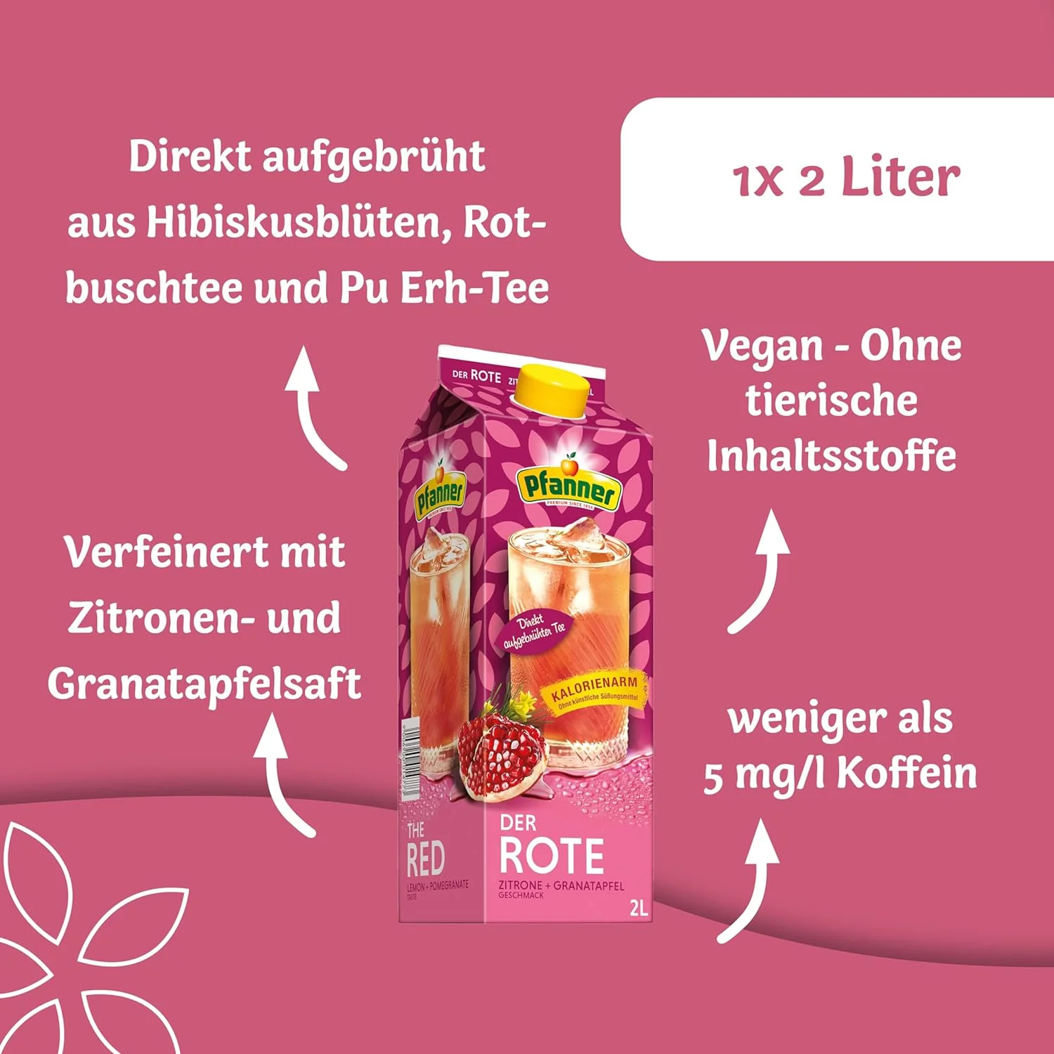 Pfanner «Der Rote» Zitrone-Granatapfel kalorienarm - 6x2L - Image 3